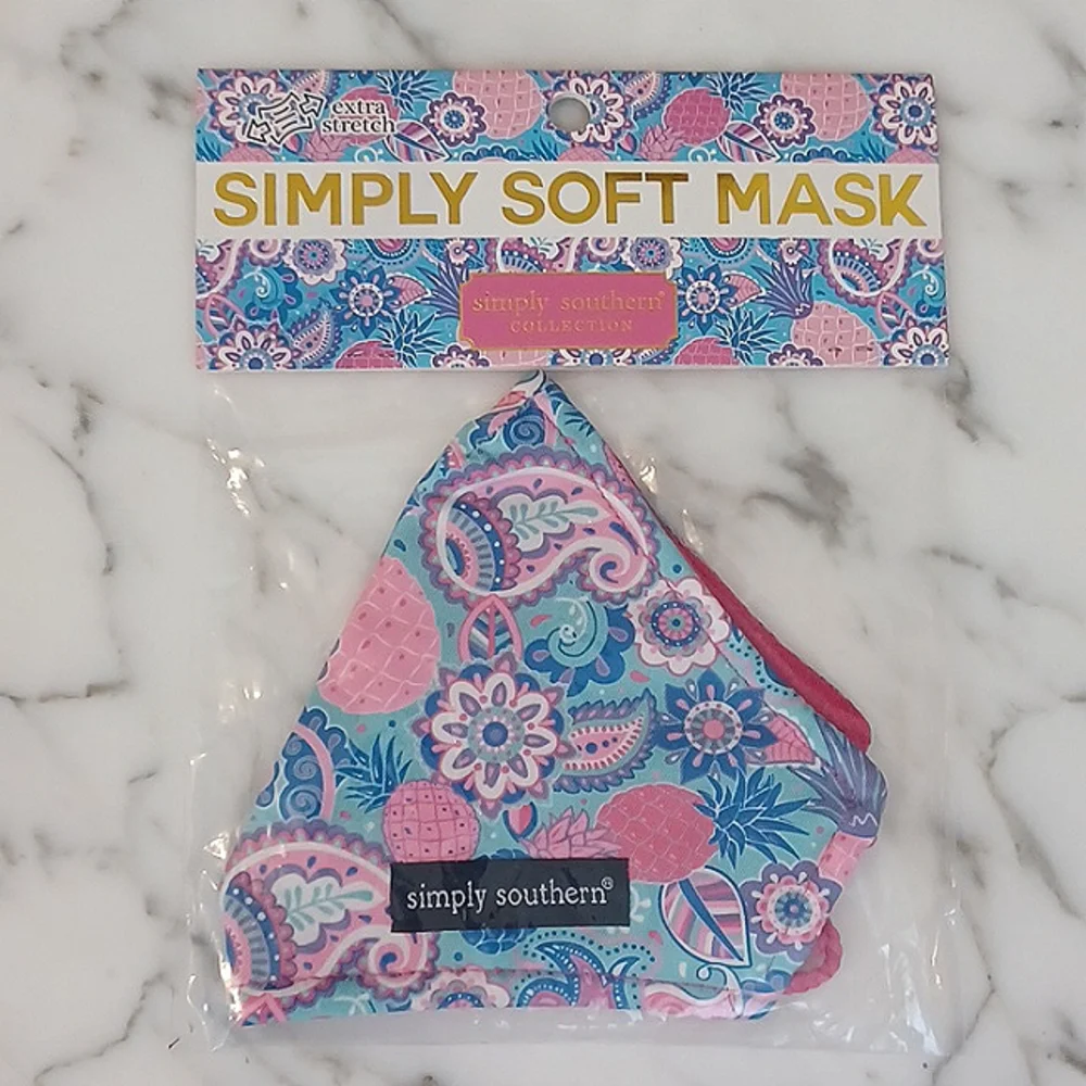 Simply Southern face mask pineapple and floral print simply soft mask new w/ tag